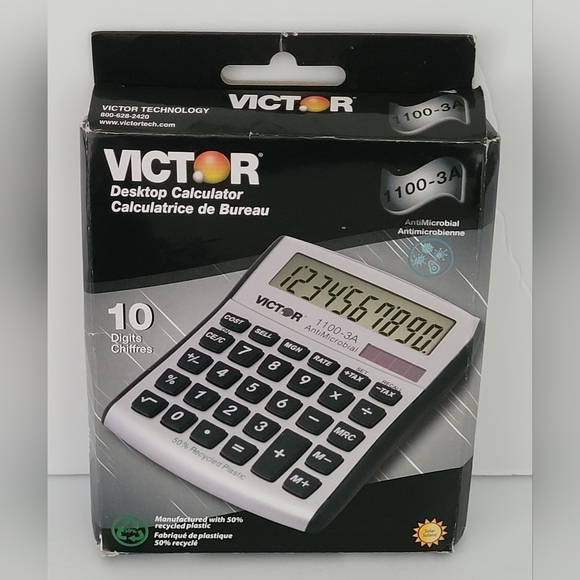 New Victor 1100-3A Antimicrobial Compact Desktop Calculator 10-Digit LCD Solar. - Picture 1 of 4